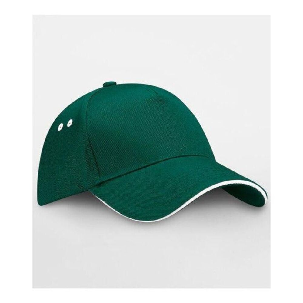 Beechfield Unisex Adult Ultimate Sandwich Peak Cap / Bottle Green/White